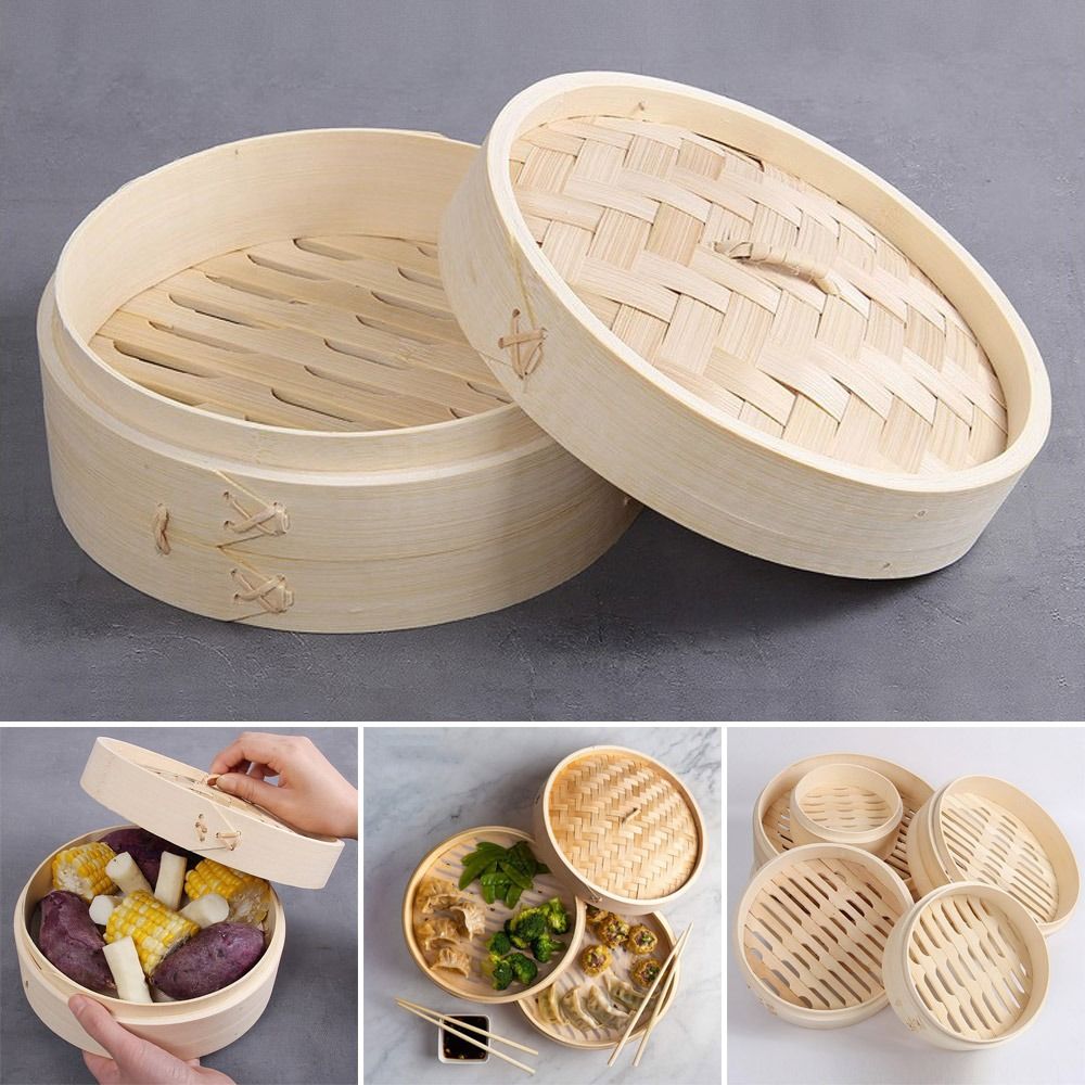 Bao Steamer Bamboo - Китайская бамбуковая пароварка с крышкой для